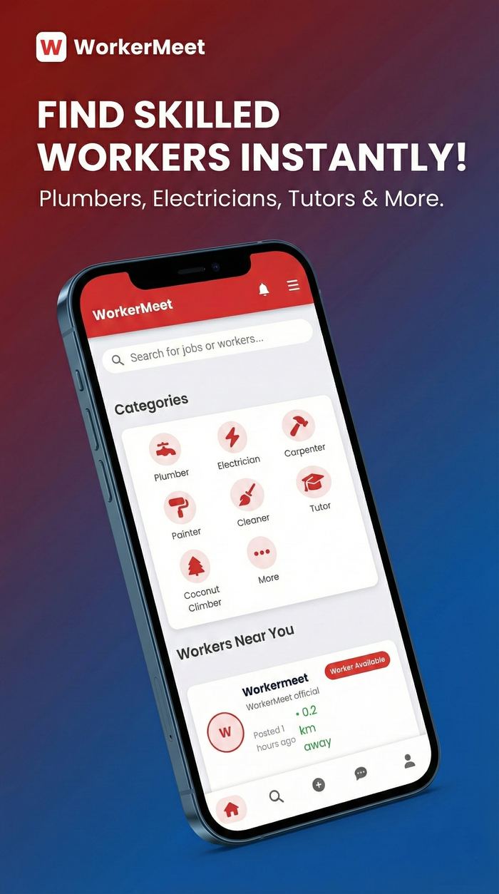 WorkerMeet worker categories screen